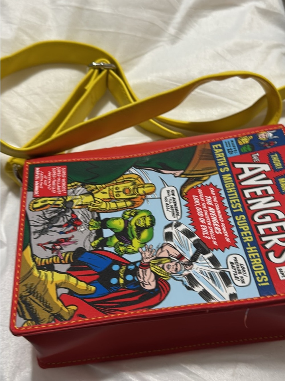 Loungefly Avengers Comic Crossbody Bag in Red and Yellow